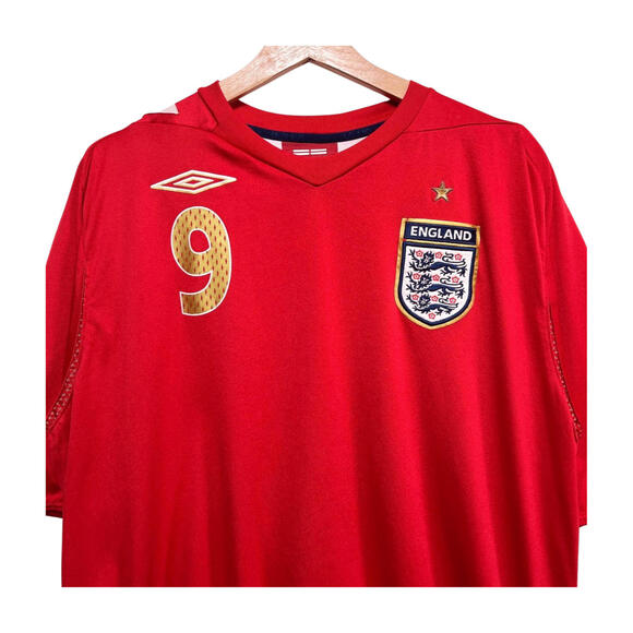Vintage 2006 England National Team Home Red Umbro Jersey Size XL #9 Rooney - Picture 2 of 15